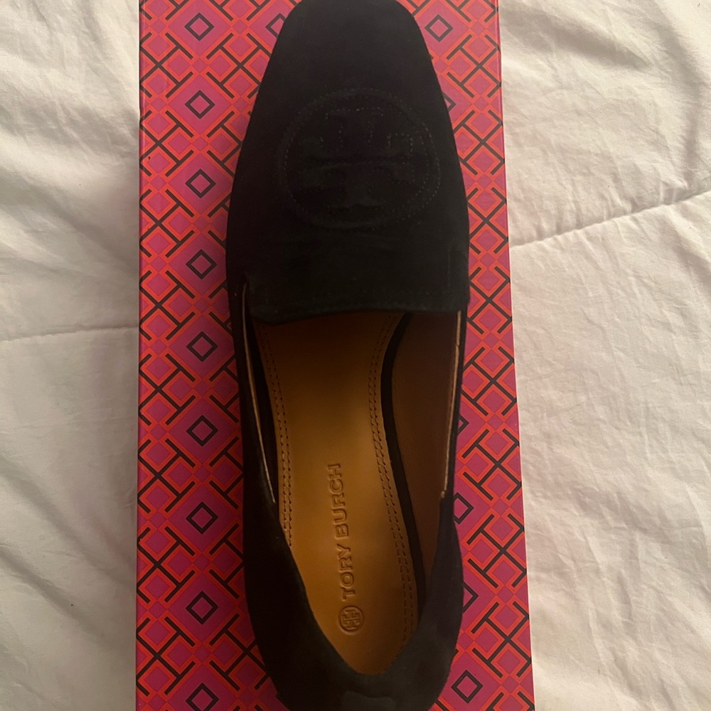 Tory Burch Black Suede Loafers